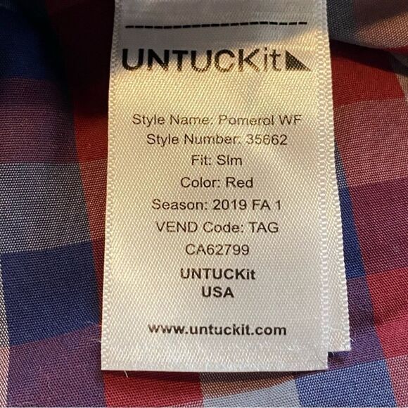 Untuckit Plaid Pomerol Button Down Shirt Size XXL Slim Fit - Picture 4 of 9